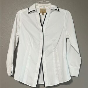 Taylor White Button Down Shirt with Black Accents